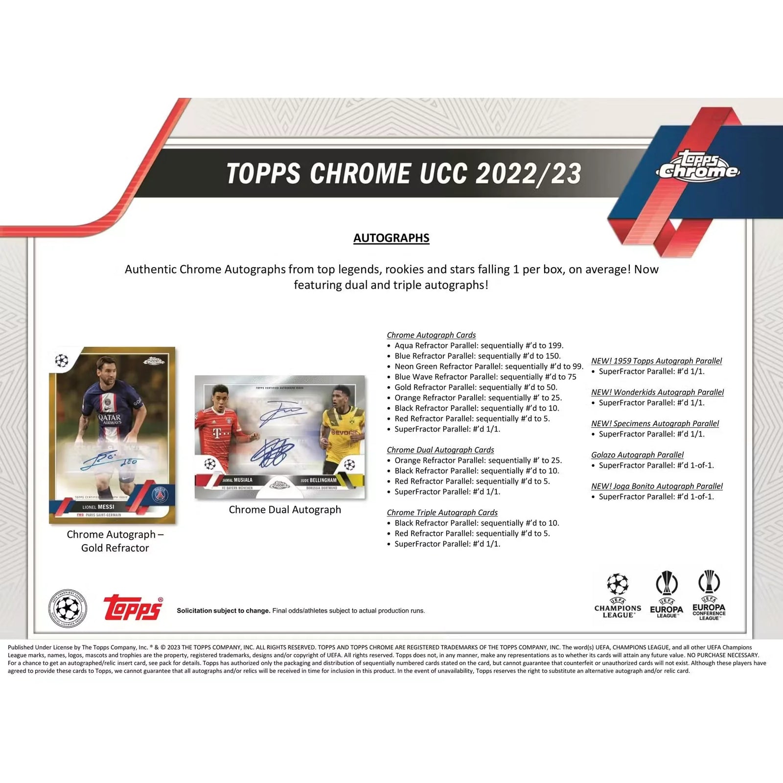 2022-23 Topps Chrome UEFA Club Competitions Soccer Hobby 12-Box Case (Ships Sealed Only)