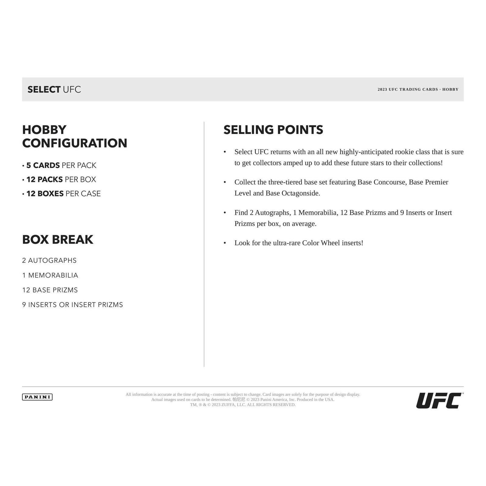 DRAFT - 2023 Panini Select UFC Hobby Box