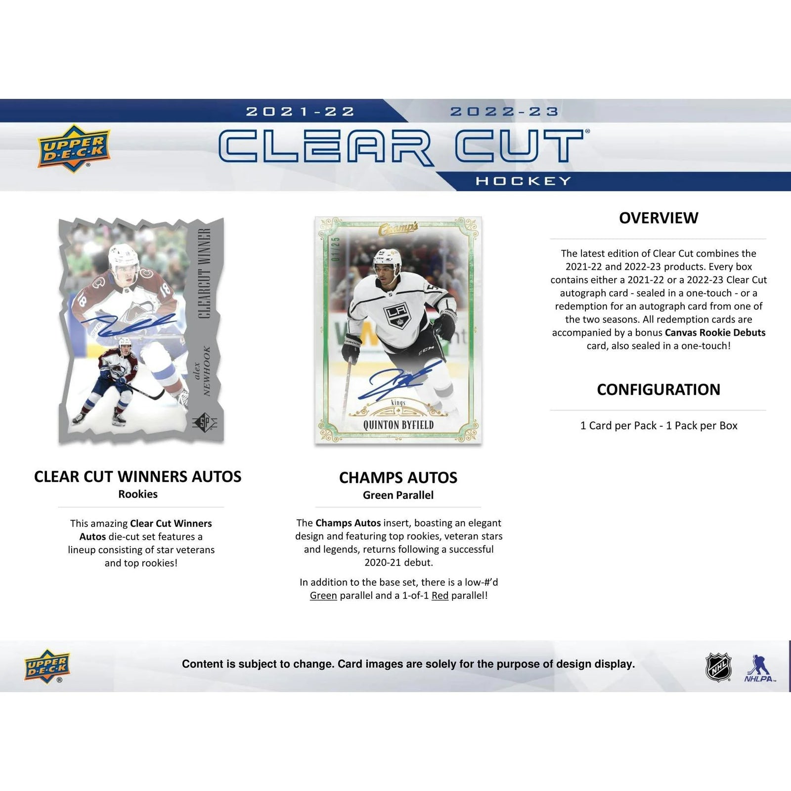 DRAFT - 2022/23 Upper Deck Clear Cut Hockey Hobby Box