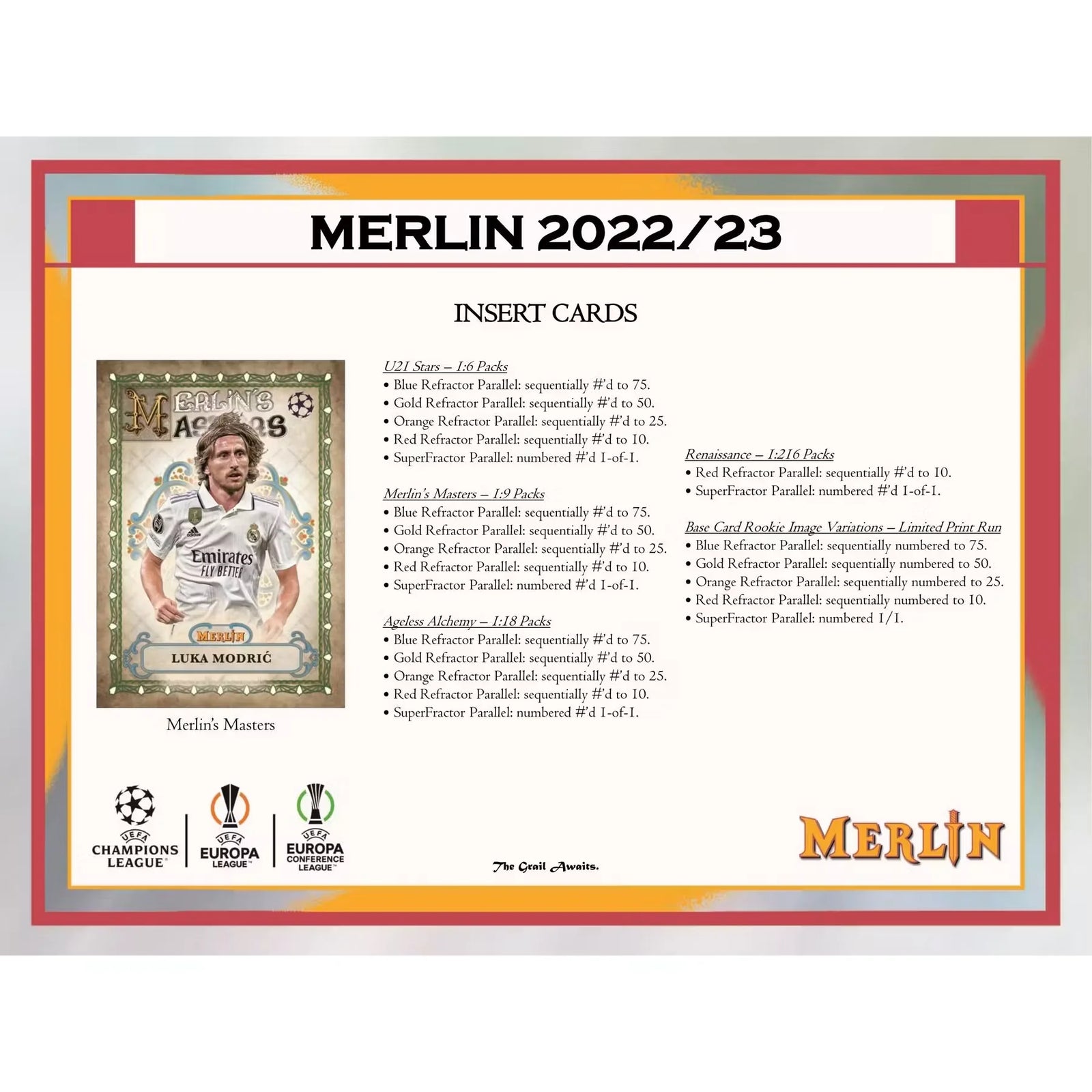 2022-23 Topps UEFA Club Competitions Merlin Chrome Hobby Box (Ships Sealed Only)