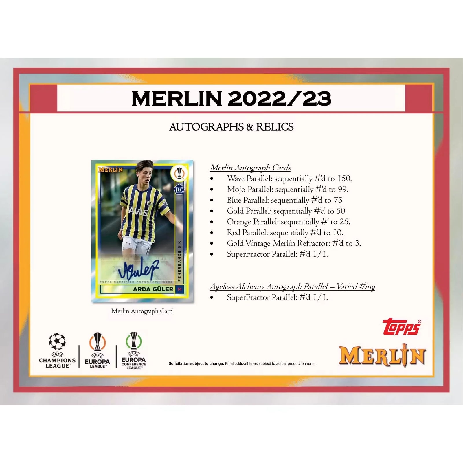 2022-23 Topps UEFA Club Competitions Merlin Chrome Hobby Box (Ships Sealed Only)