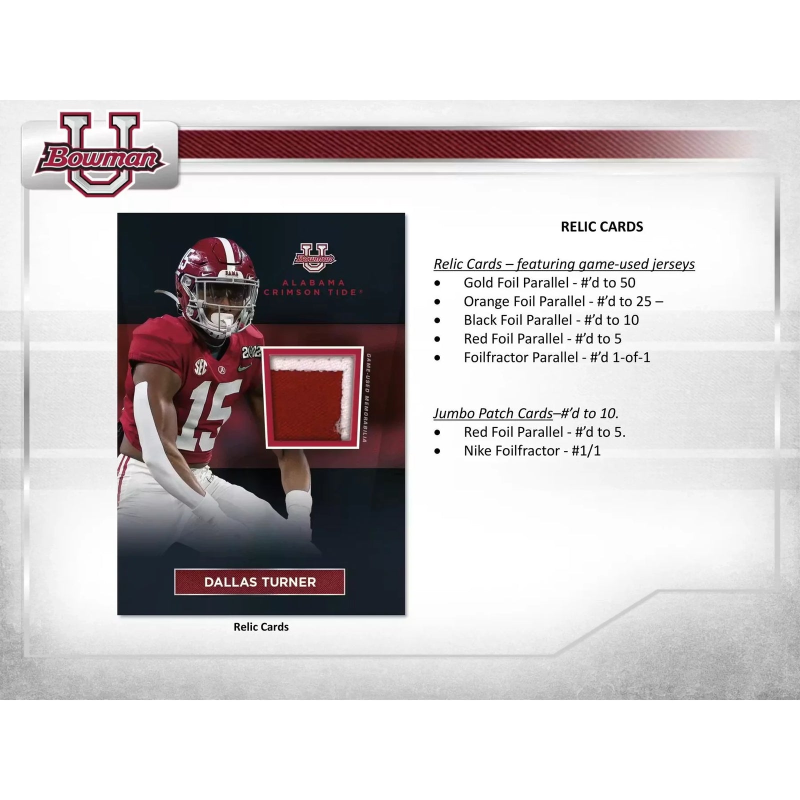 2023 Bowman University Alabama Football Hobby 20-Box Case (Ships Sealed Only)