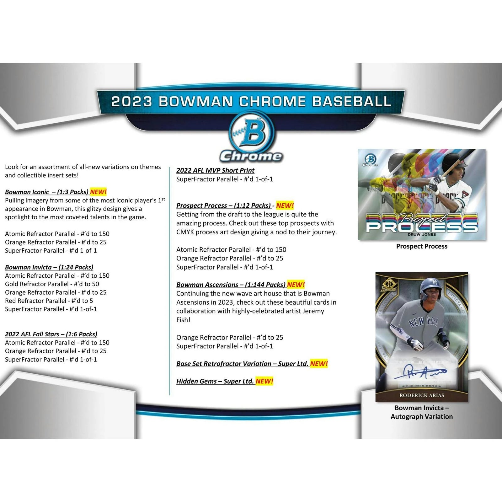 DRAFT - Just In 2023 Bowman Chrome Baseball Hobby 12-Box Case