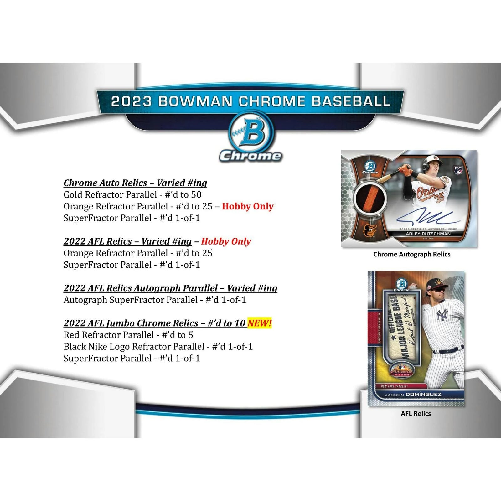 DRAFT - Just In 2023 Bowman Chrome Baseball Hobby 12-Box Case
