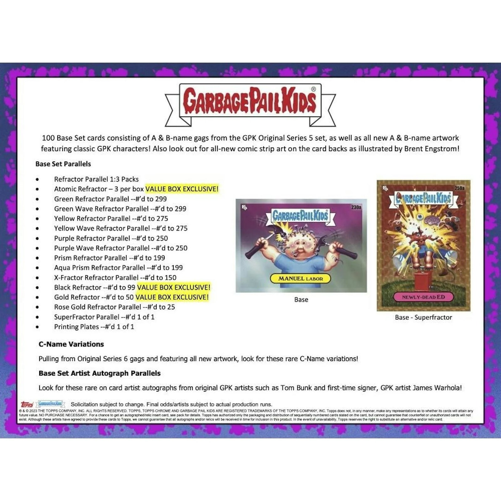 DRAFT - 2023 Topps Garbage Pail Kids Chrome Series 6 Blaster 40-Box Case | dacardworld:BVP50J05X4