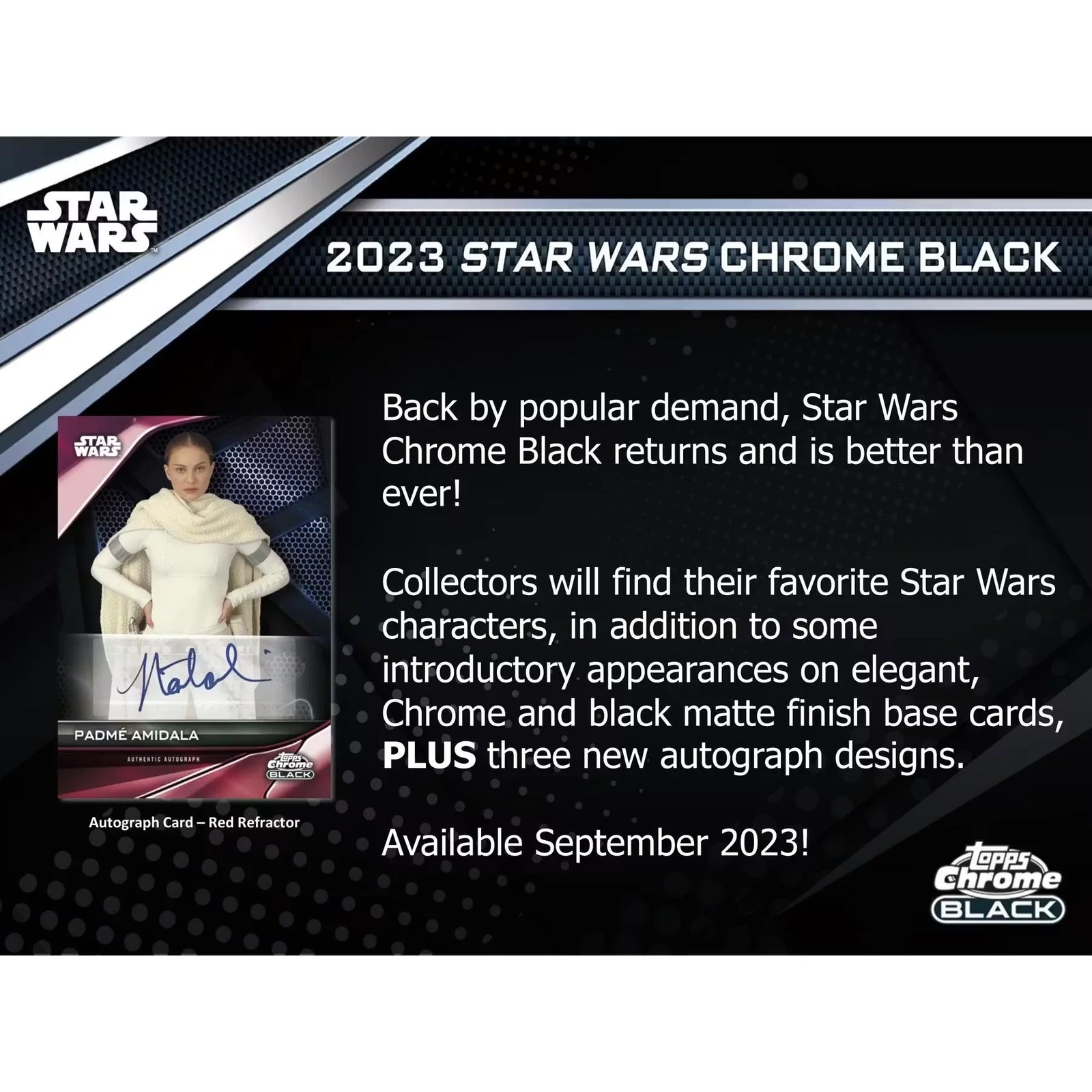 DRAFT - 2023 Topps Star Wars Chrome Black Hobby Box | Entertainment