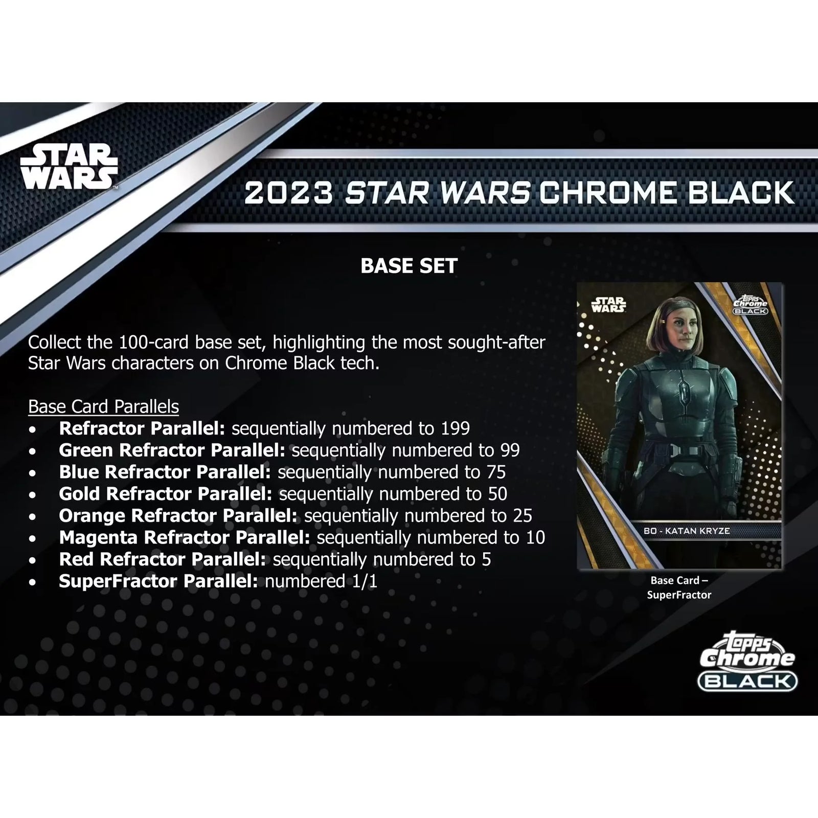 DRAFT - 2023 Topps Star Wars Chrome Black Hobby Box | Entertainment