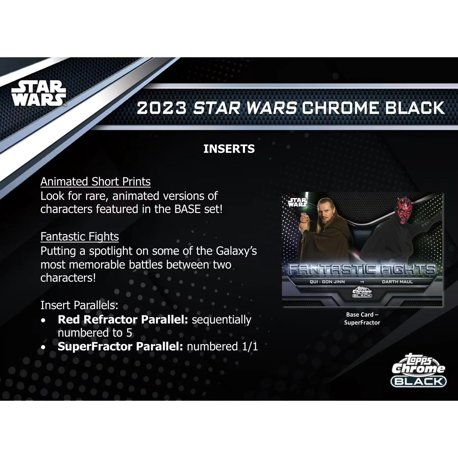 DRAFT - 2023 Topps Star Wars Chrome Black Hobby Box | Entertainment