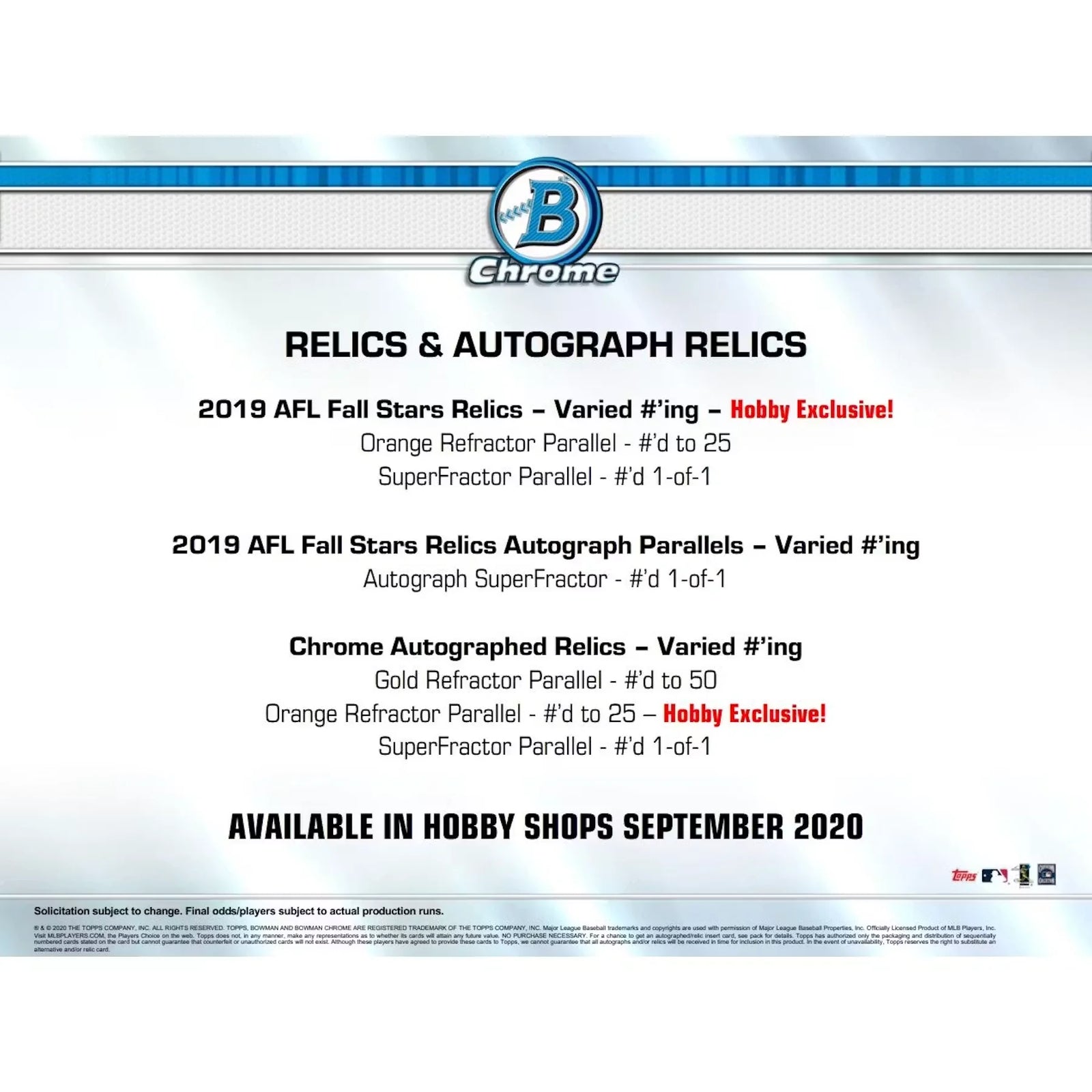 DRAFT - 2020 Bowman Chrome Baseball Hobby Box