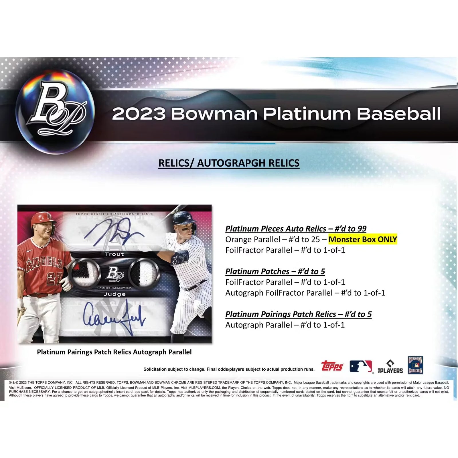 2023 Bowman Platinum Baseball Monster Box Hobby