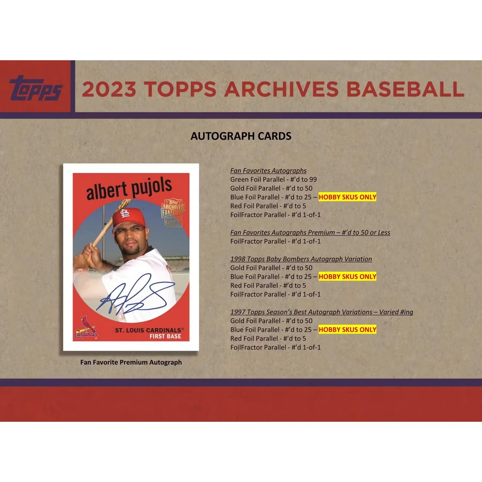 2023 Topps Archives Baseball Hobby 10-Box Case (Ships Sealed Only)