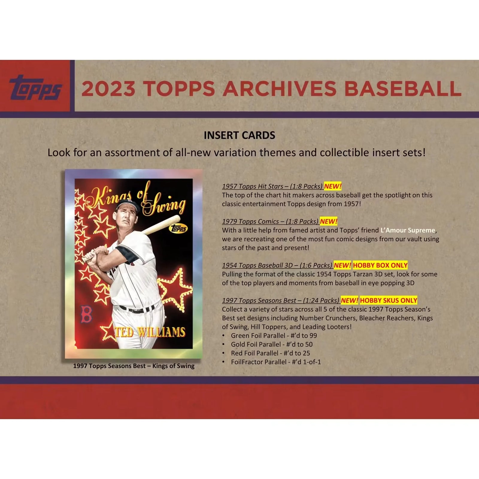 2023 Topps Archives Baseball Hobby 10-Box Case (Ships Sealed Only)