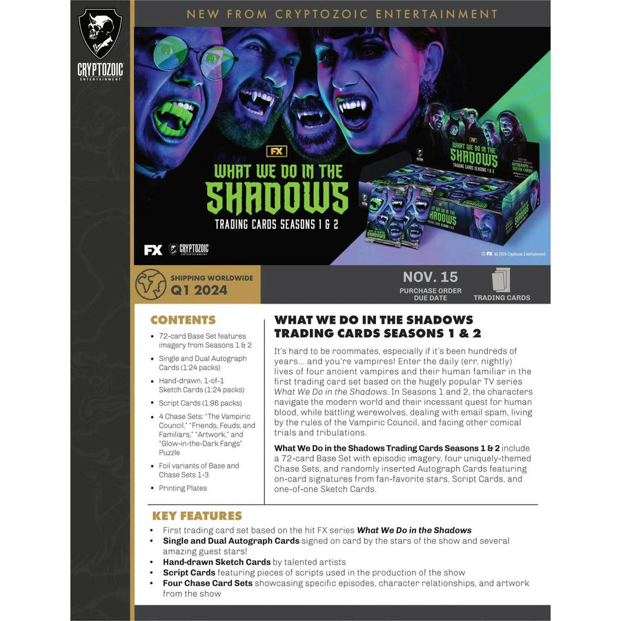 DRAFT - What We Do in the Shadows Seasons 1 & 2 Trading Cards Hobby Box | 2024 Cryptozoic