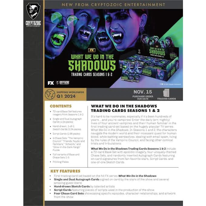DRAFT - What We Do in the Shadows Seasons 1 & 2 Trading Cards Hobby Box | 2024 Cryptozoic