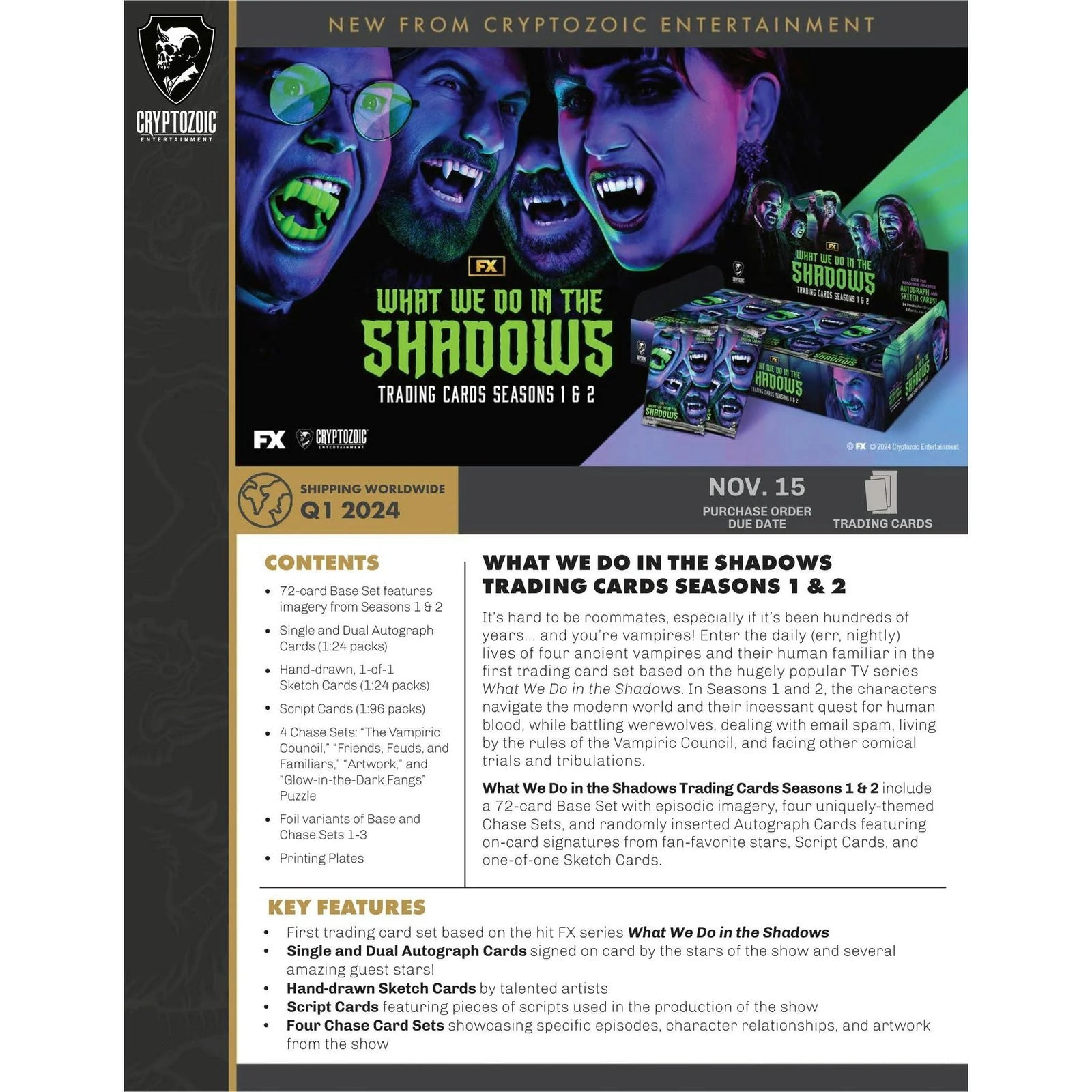 DRAFT - What We Do in the Shadows Seasons 1 & 2 Trading Cards | 12-Box Hobby Case