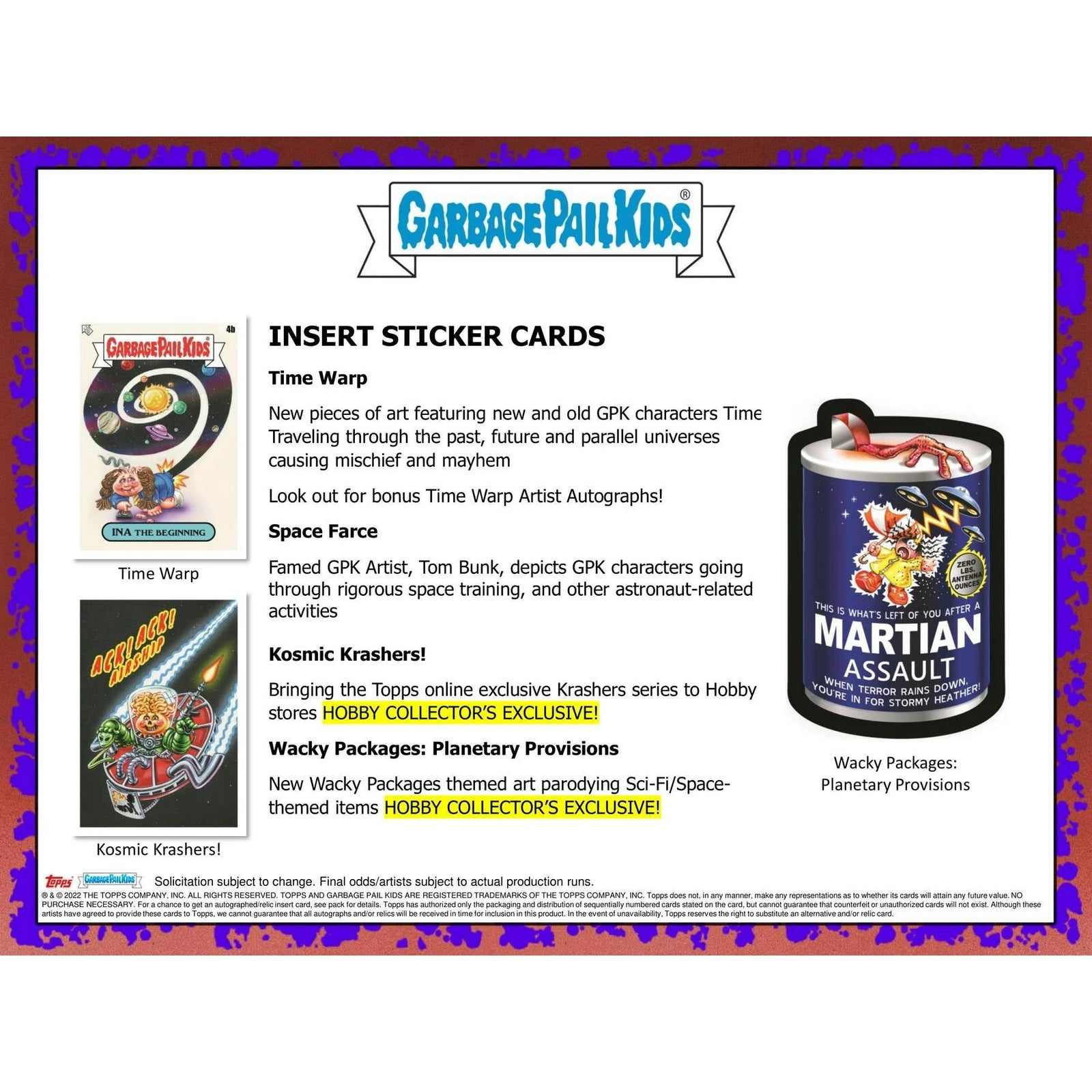 DRAFT - 2023 Topps Garbage Pail Kids InterGOOlactic Mayhem Series 2 | 8-Box Collector Hobby Case