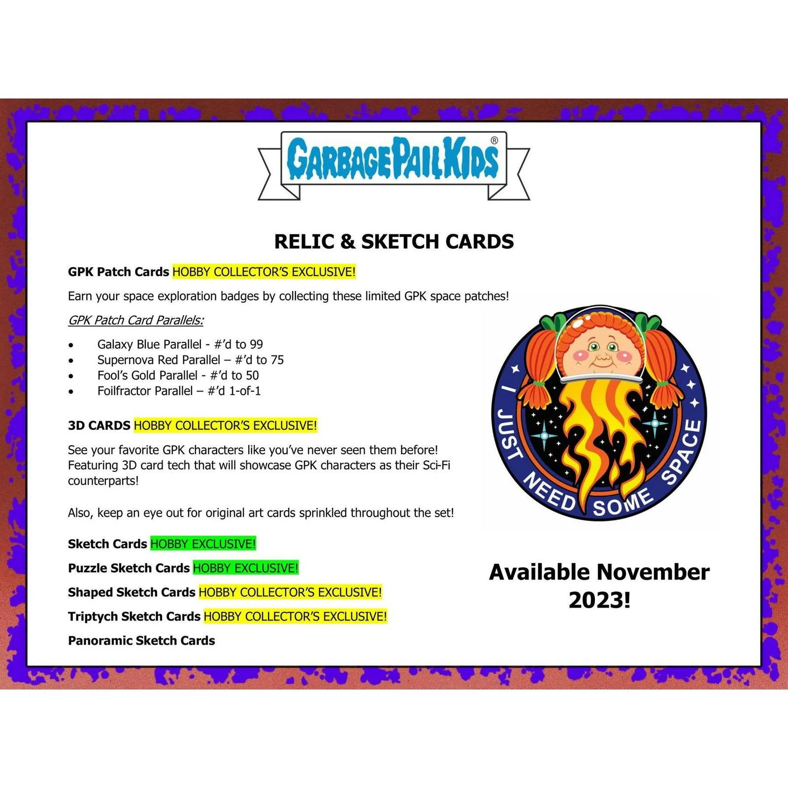DRAFT - 2023 Topps Garbage Pail Kids InterGOOlactic Mayhem Series 2 | 8-Box Collector Hobby Case