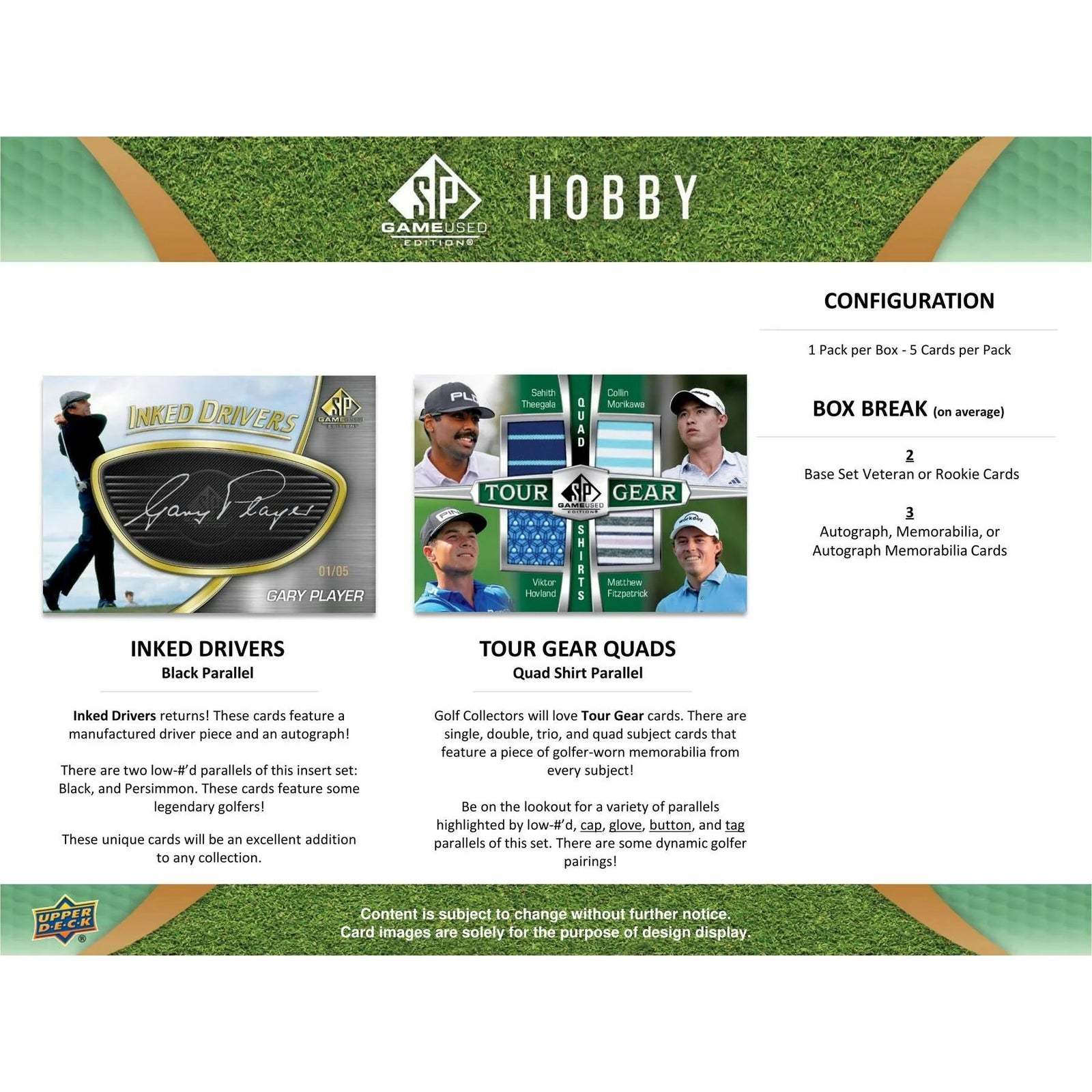 DRAFT - 2024 Upper Deck SP Game Used Golf Hobby Box