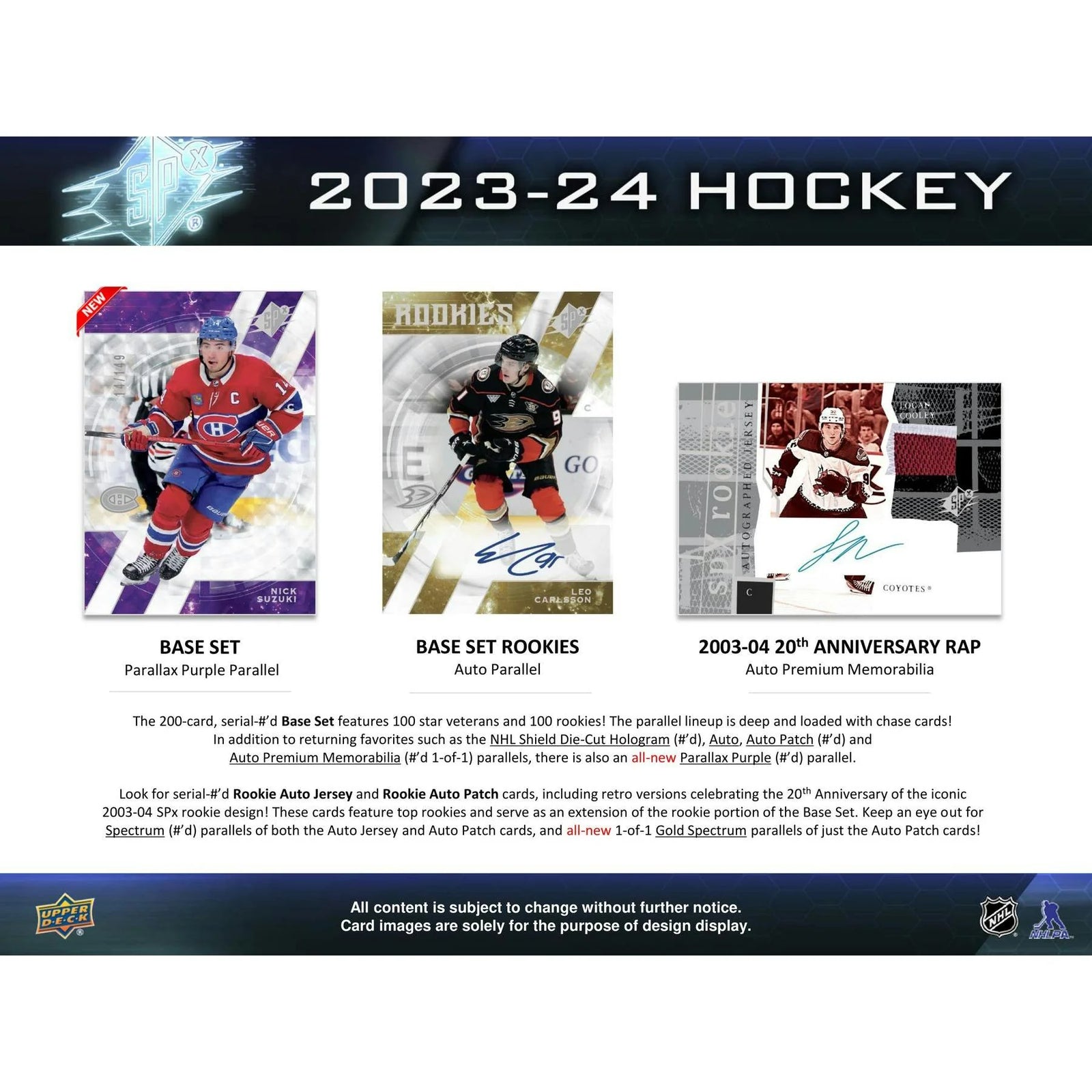 DRAFT - New 2023/24 Upper Deck SPx Hockey Hobby 20-Box Case