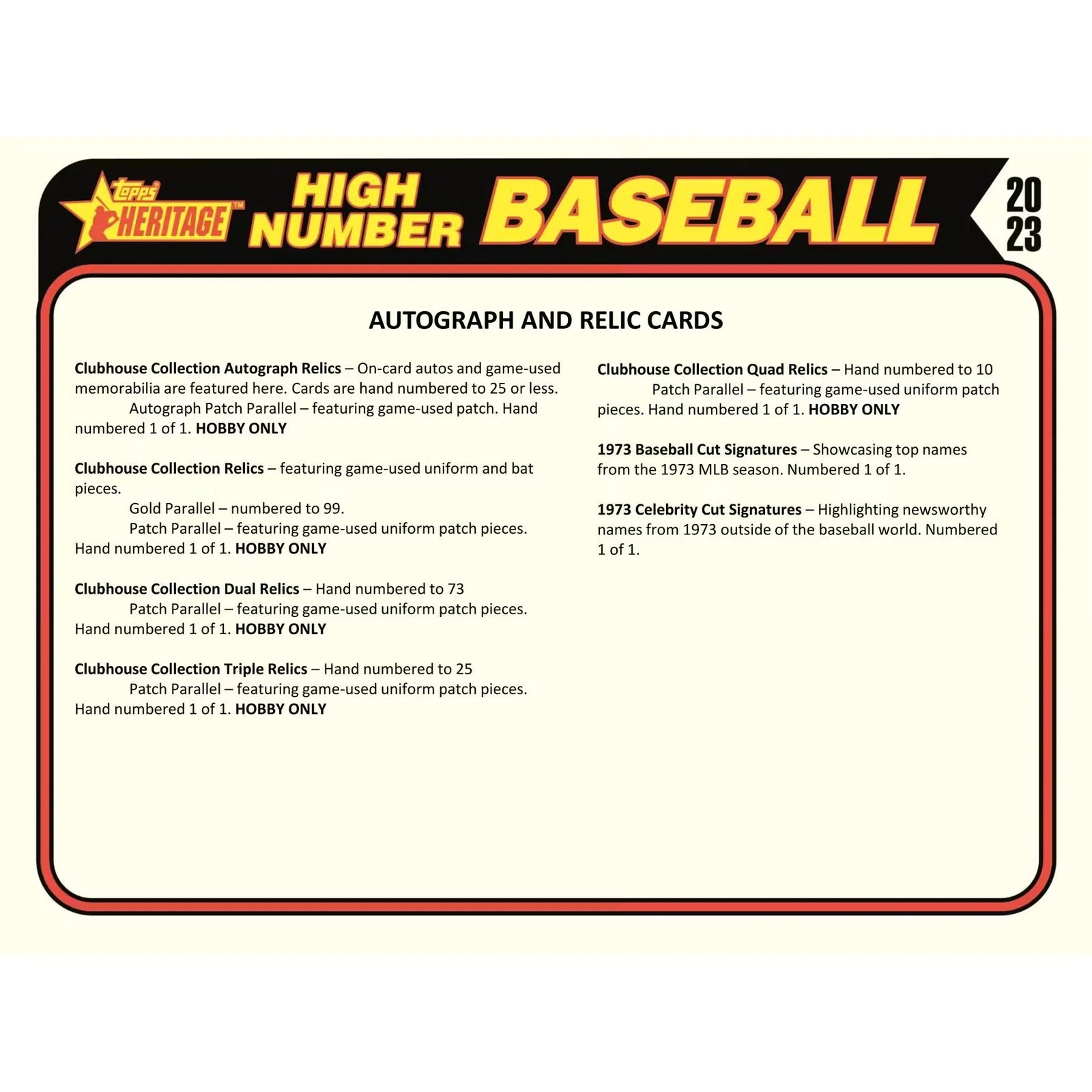 2023 Topps Heritage High Number Baseball Hobby Box | 24 Packs (Ships Sealed Only)