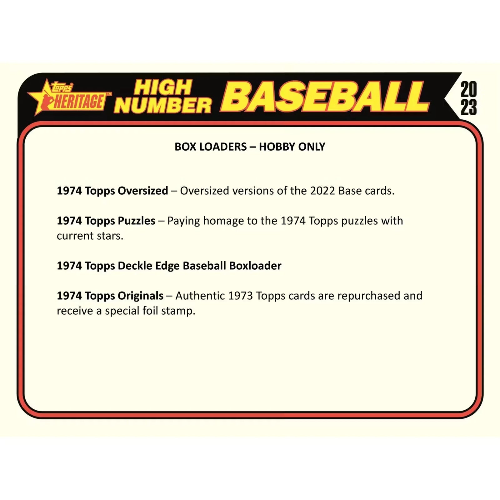 2023 Topps Heritage High Number Baseball Hobby Box | 24 Packs (Ships Sealed Only)