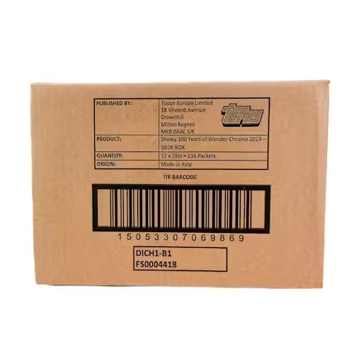 2023 Topps Chrome Disney 100 Hobby Case | 12 Boxes (Ships Sealed Only)