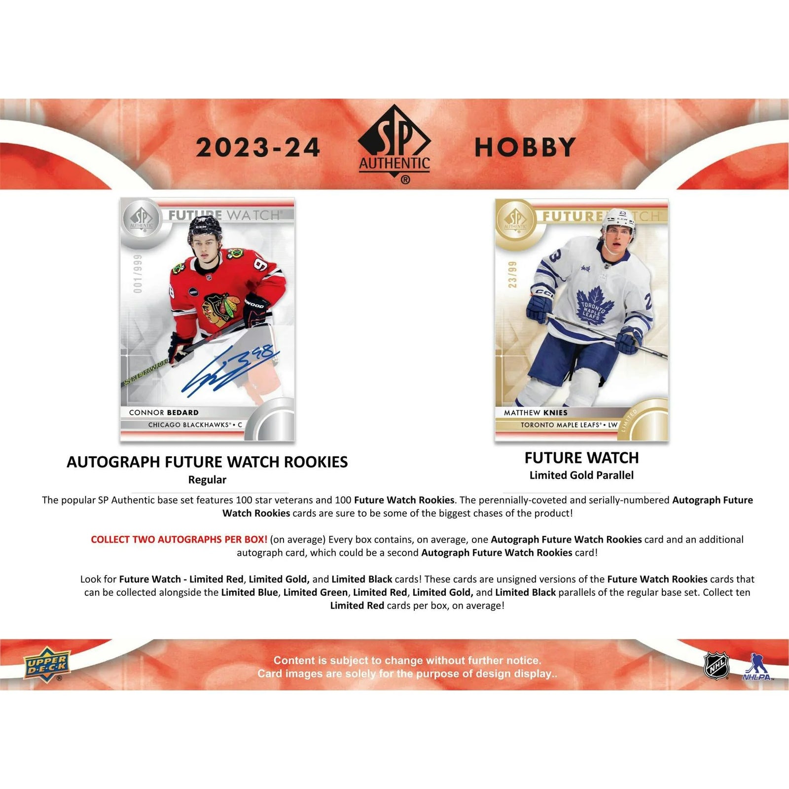 DRAFT - New 2023/24 Upper Deck SP Authentic Hockey Hobby 16-Box Case