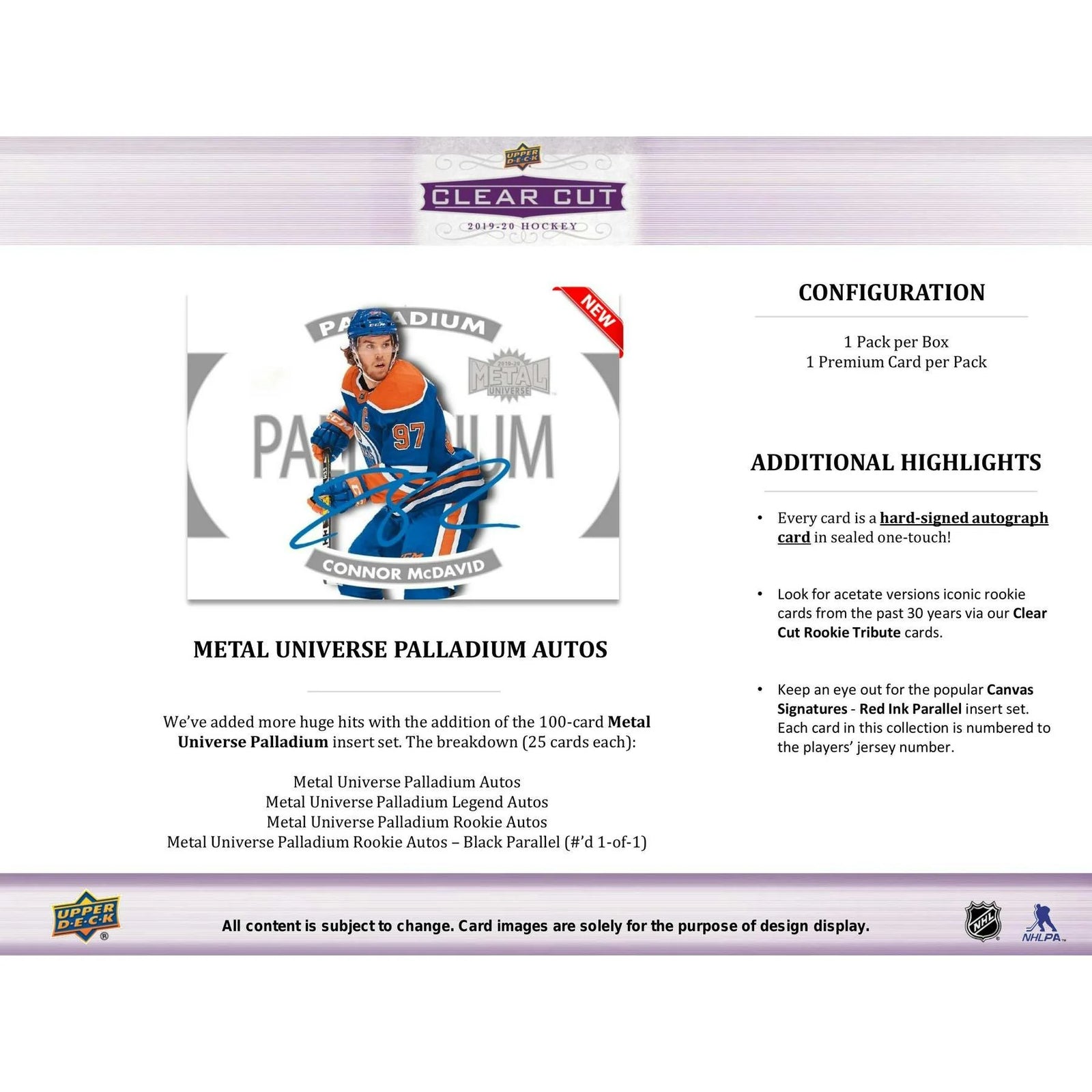 DRAFT - Just In 2019/20 Upper Deck Clear Cut Hockey Hobby Box