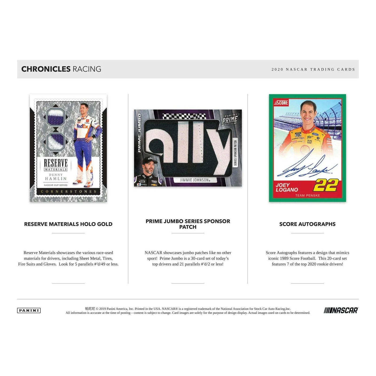 DRAFT - Just In 2020 Panini Chronicles Racing Hobby Box