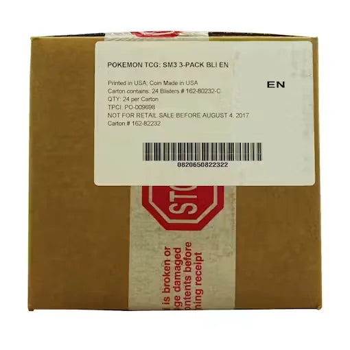 Pokemon Sun & Moon Burning Shadows 3-Pack Blister Case | 24 Packs (Ships Sealed Only)