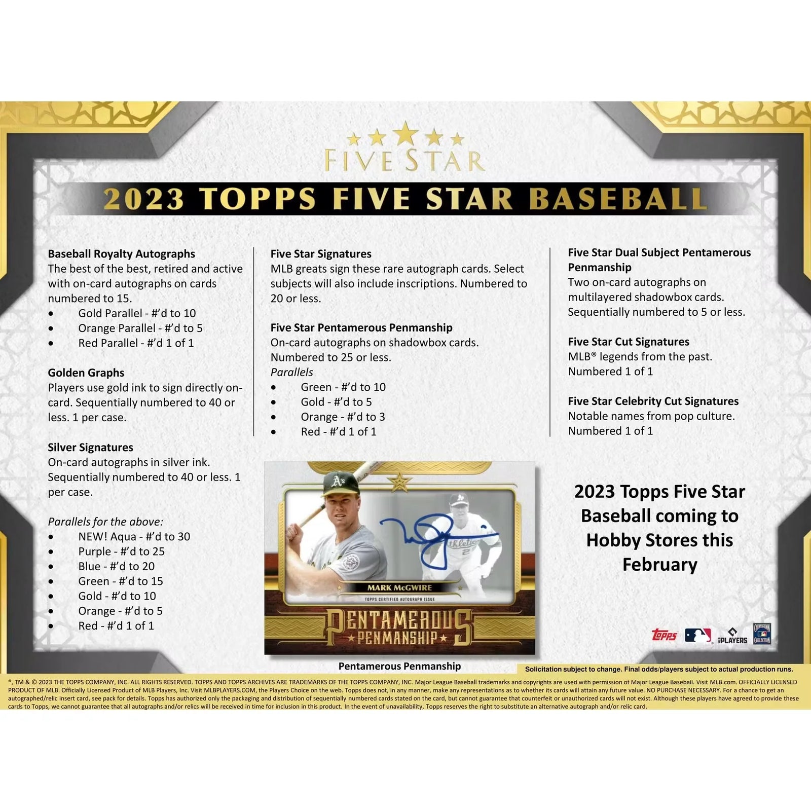2023 Topps Five Star Baseball Hobby 8-Box Case (Ships Sealed Only)