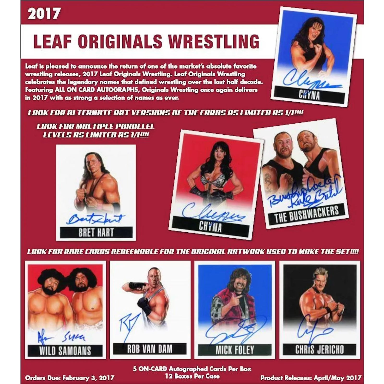 2017 Leaf Originals Wrestling Hobby Box | Five On-Card Autos (Ships Sealed Only)