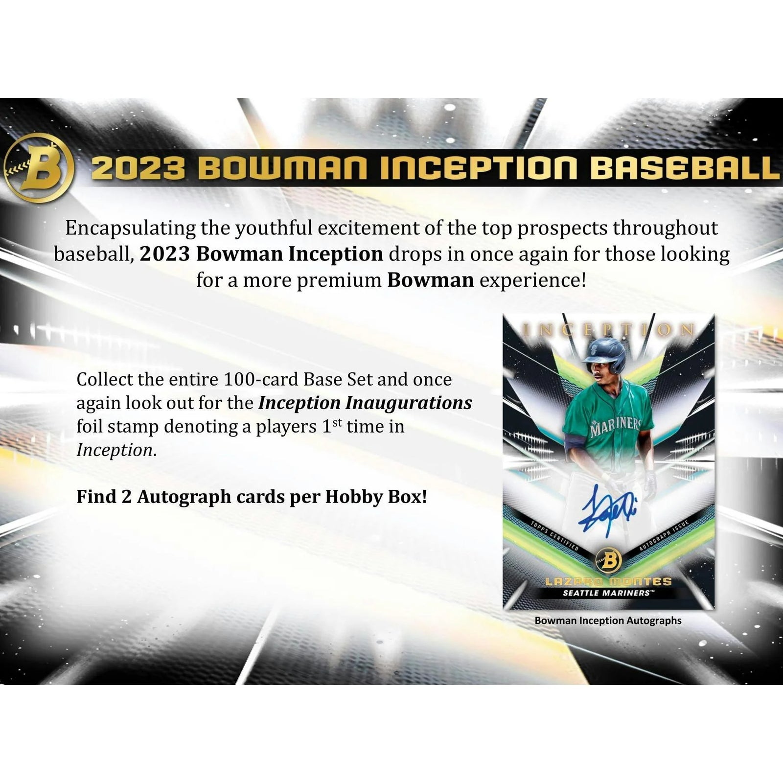 2023 Bowman Inception Baseball Hobby 16-Box Case (Ships Sealed Only)