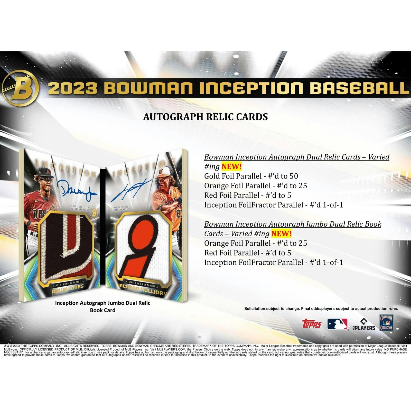 DRAFT - Just In 2023 Bowman Inception Baseball Hobby Box