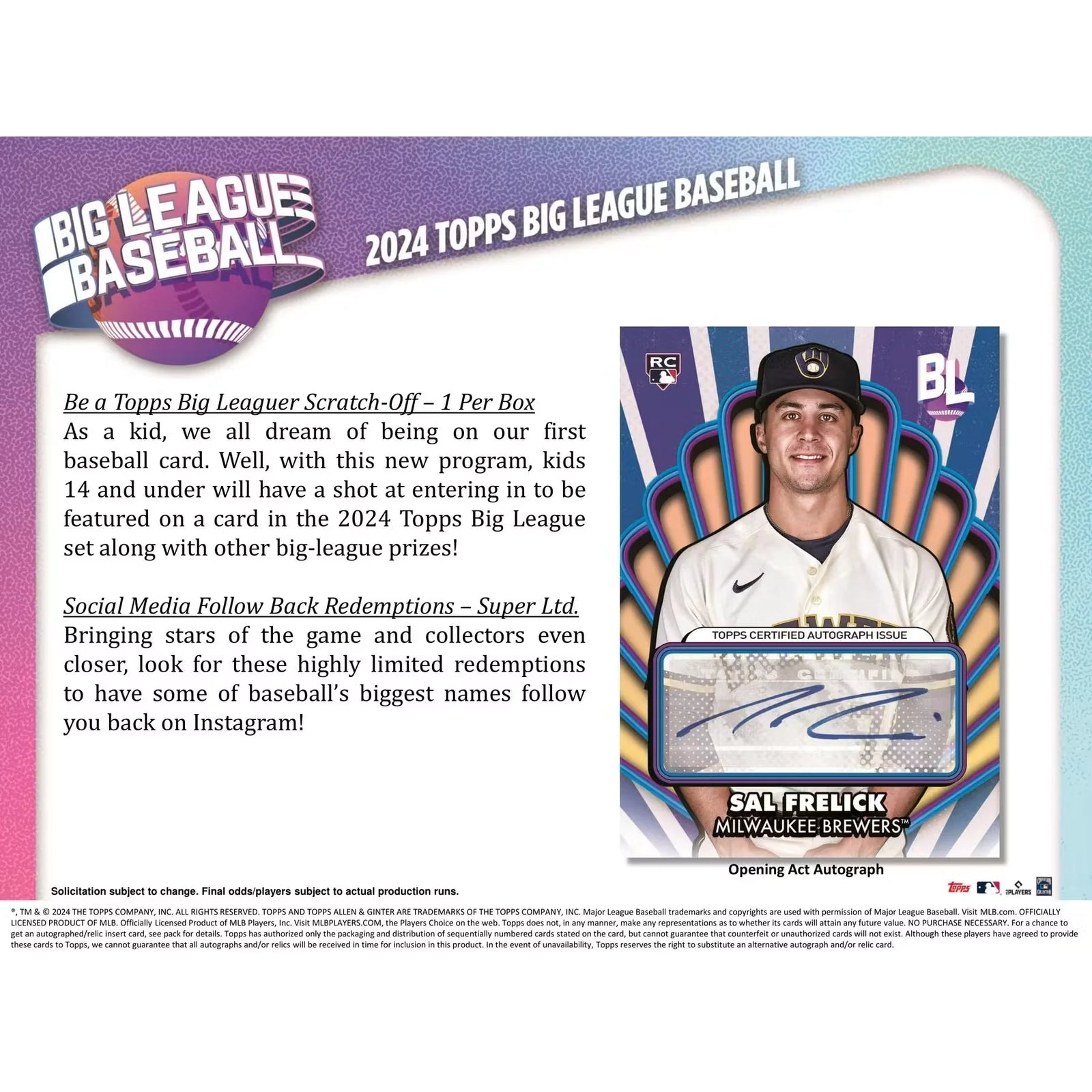 2024 Topps Big League Baseball Hobby 20-Box Case (Ships Sealed Only)