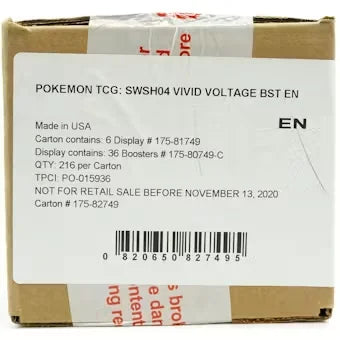 Pokemon Sword & Shield: Vivid Voltage Booster 6-Box Case (Ships Sealed Only) - D