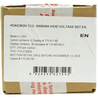 Pokemon Sword & Shield: Vivid Voltage Booster 6-Box Case (Ships Sealed Only) - D