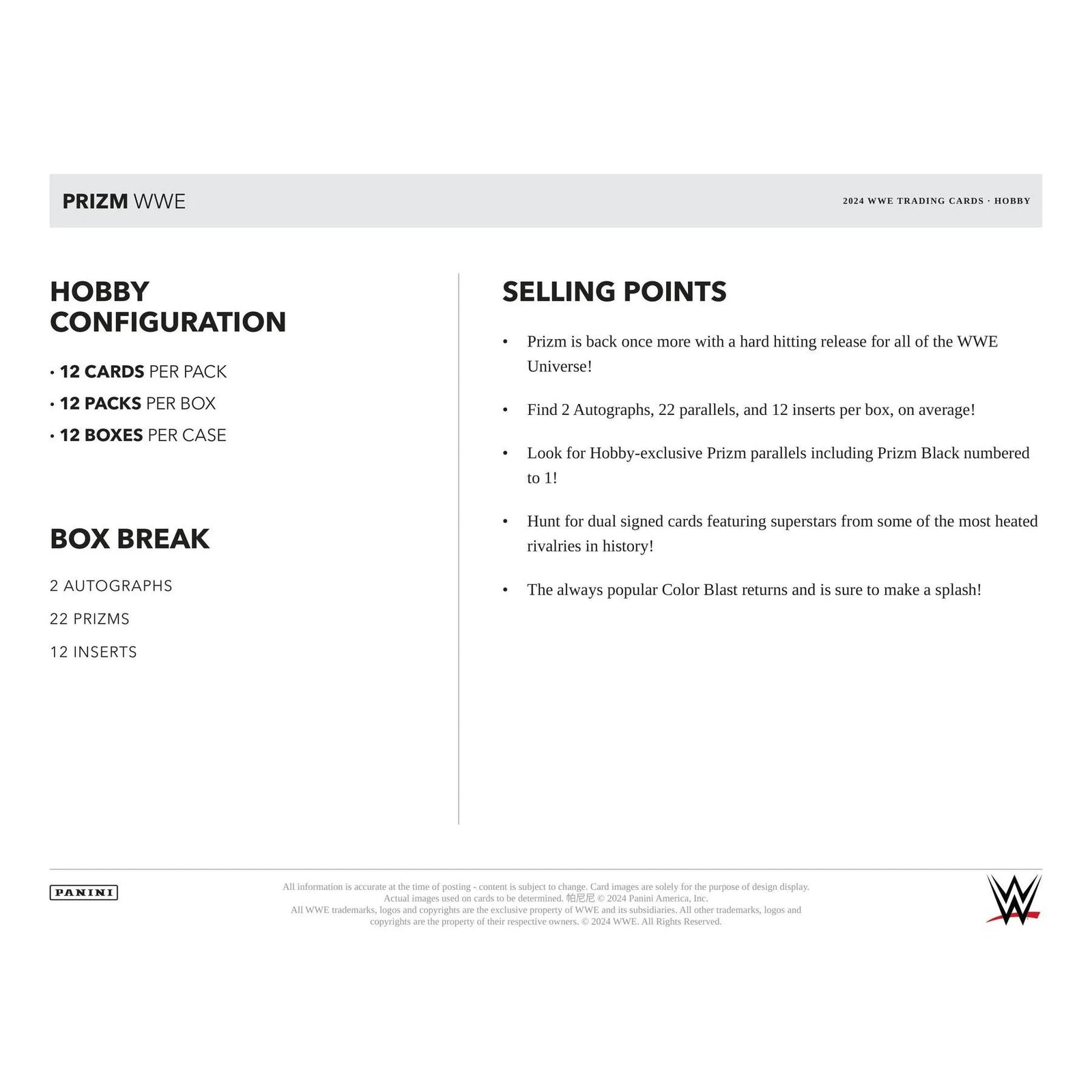 DRAFT - 2024 Panini Prizm WWE Wrestling Hobby Box | dacardworld:BVWN0Q5U4J