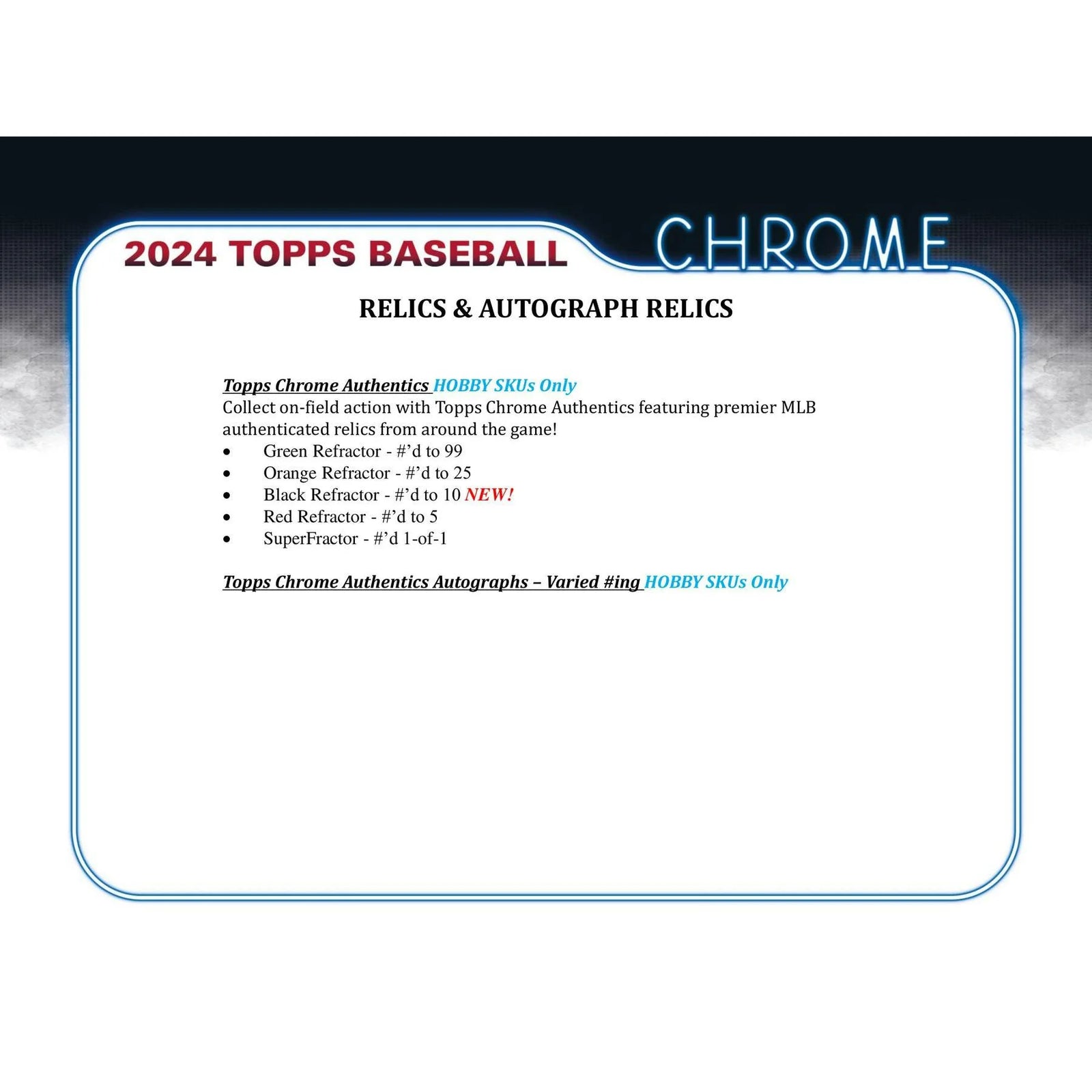 DRAFT - Just In 2024 Topps Chrome Baseball Hobby Box