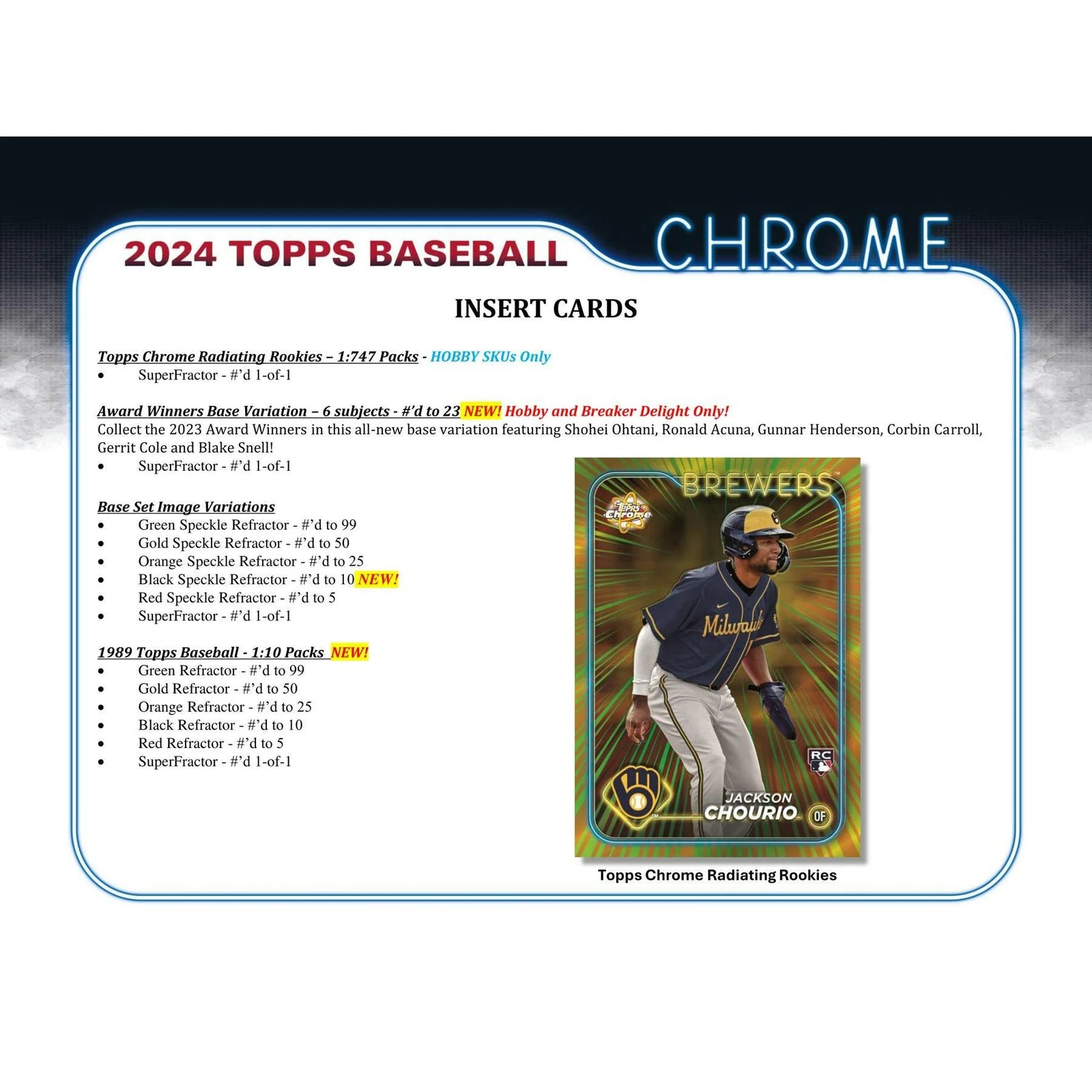 DRAFT - Just In 2024 Topps Chrome Baseball Hobby Box
