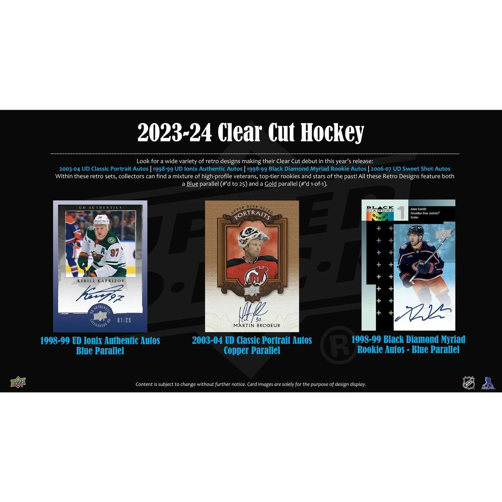 DRAFT - New 2023/24 Upper Deck Clear Cut Hockey Hobby 30-Box Case