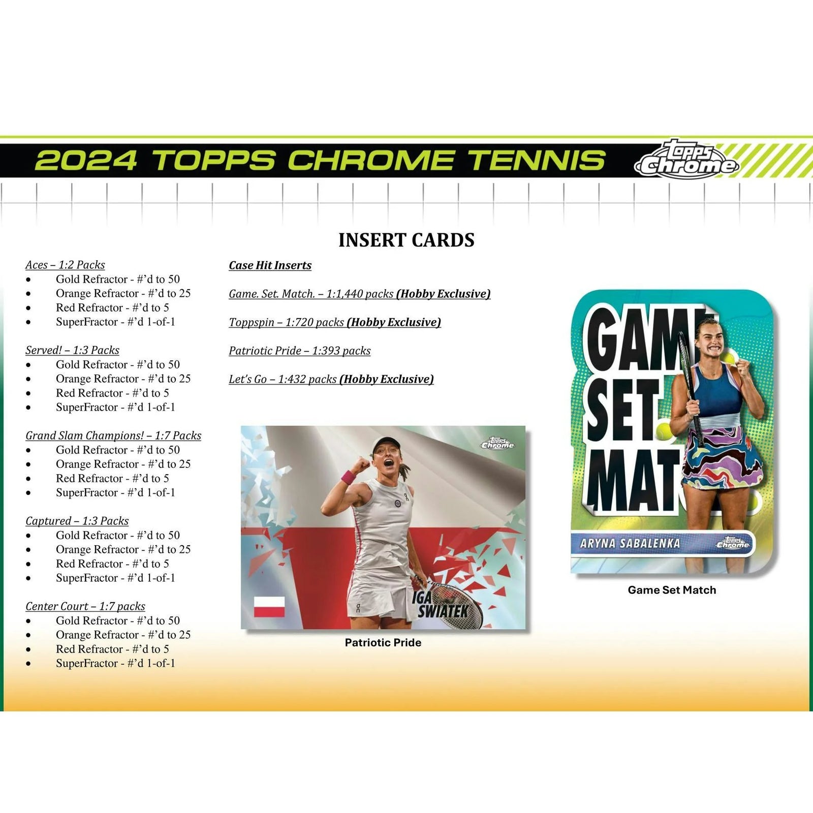 DRAFT - Just In 2024 Topps Chrome Tennis Hobby 12-Box Case