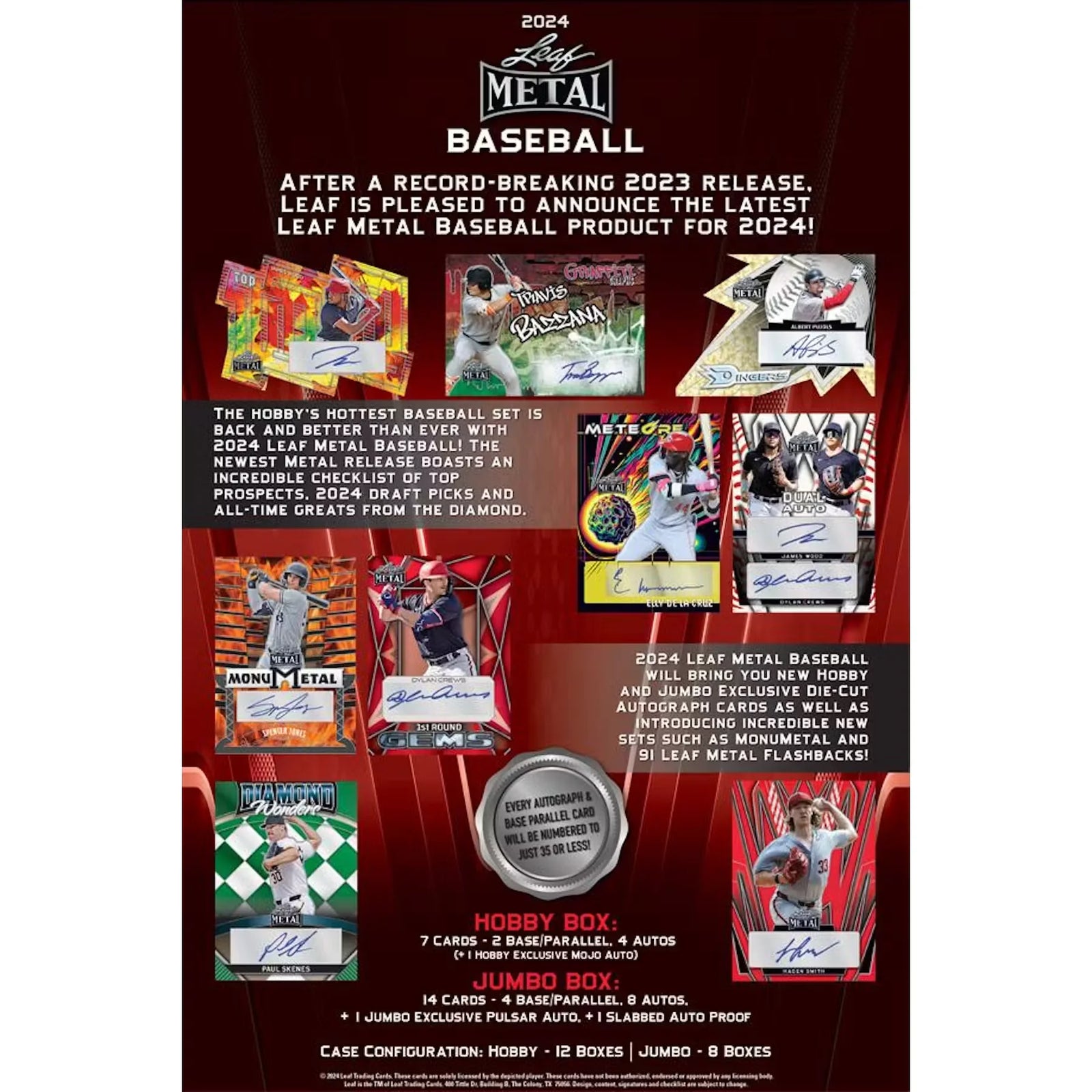 2024 Leaf Metal Baseball Jumbo Hobby Box | 8 Autographs (Ships Sealed Only)
