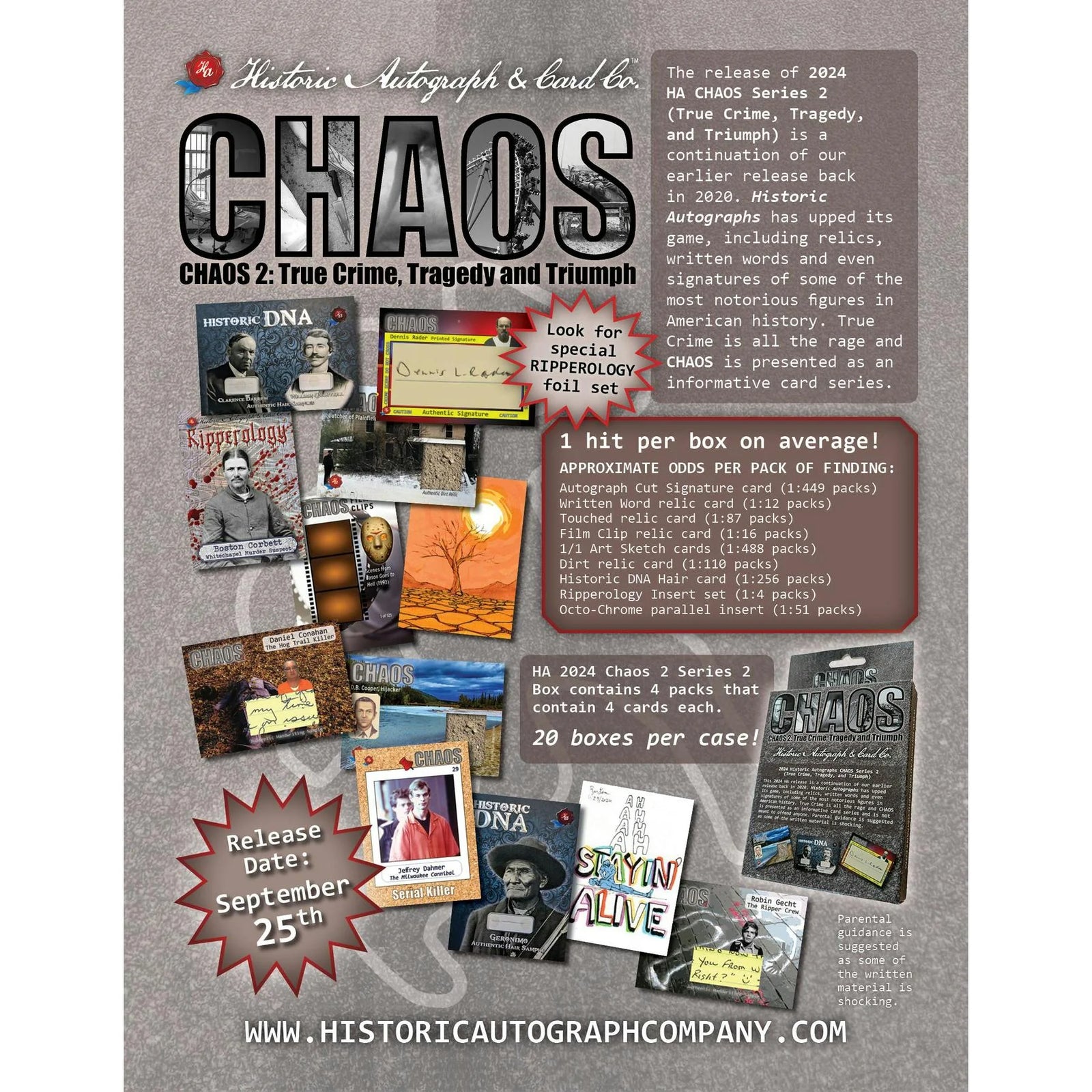 DRAFT - 2024 Historic Autographs Chaos Series 2 Trading Cards Hobby Box