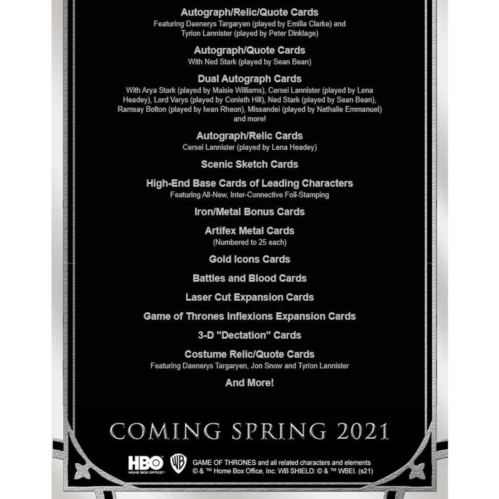 DRAFT - 2021 Rittenhouse Game of Thrones Iron Anniversary Hobby Box