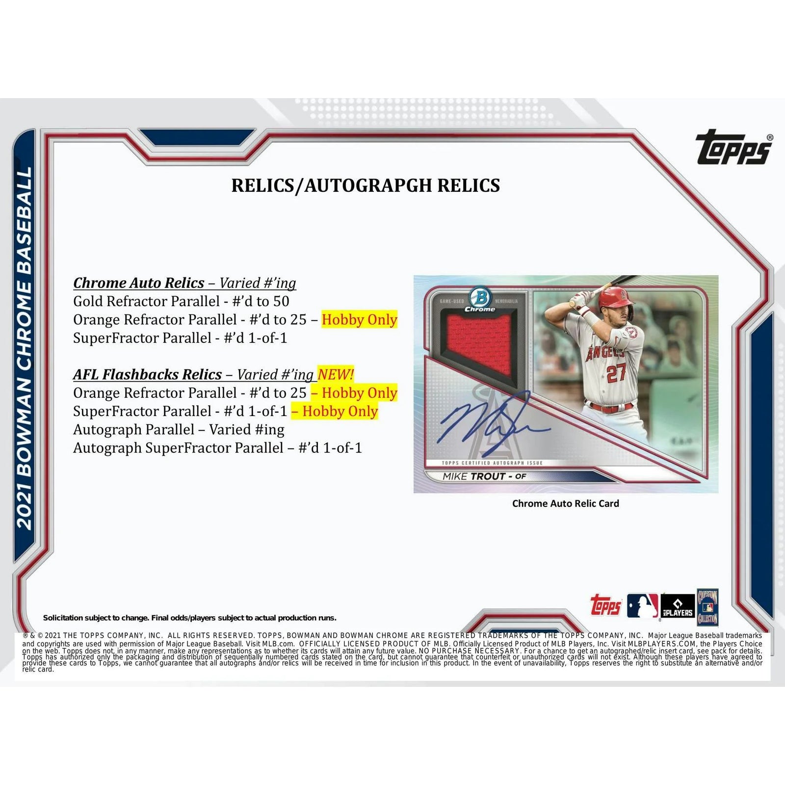 DRAFT - Just In 2021 Bowman Chrome Baseball Hobby Box