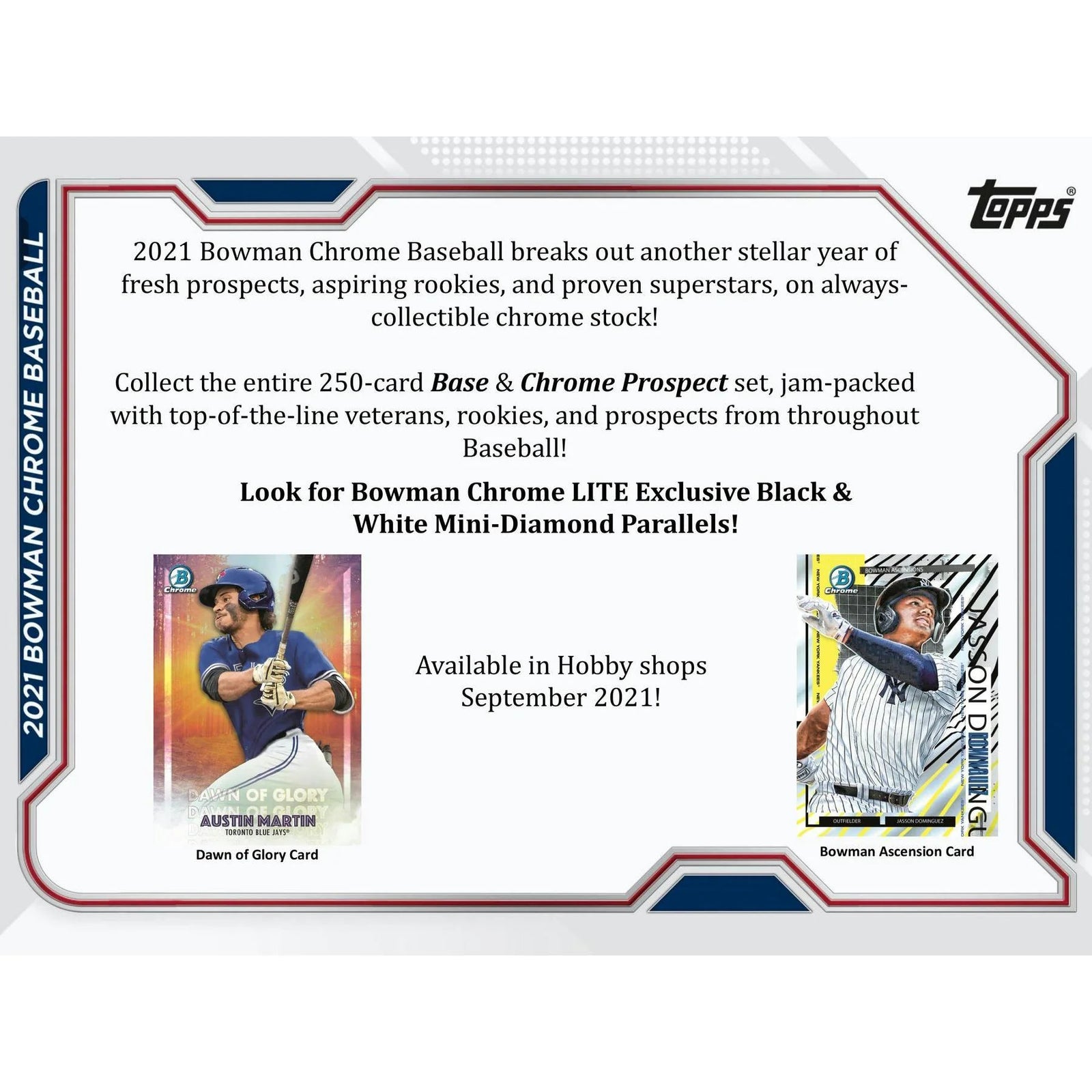 DRAFT - Just In 2021 Bowman Chrome Baseball Lite Hobby Box (Black & White Mini-Diamond Parallels!)