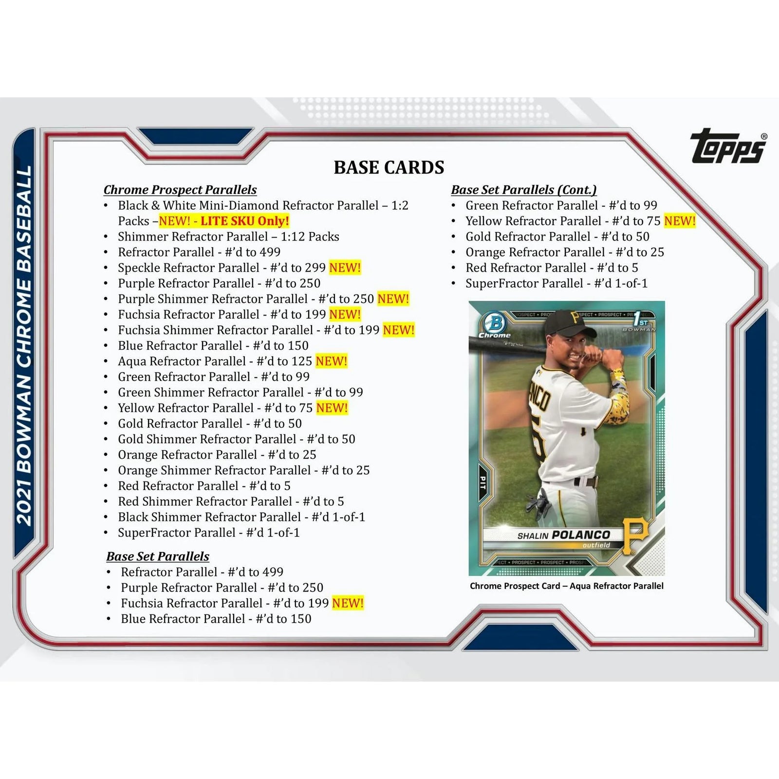 DRAFT - Just In 2021 Bowman Chrome Baseball Lite Hobby Box (Black & White Mini-Diamond Parallels!)
