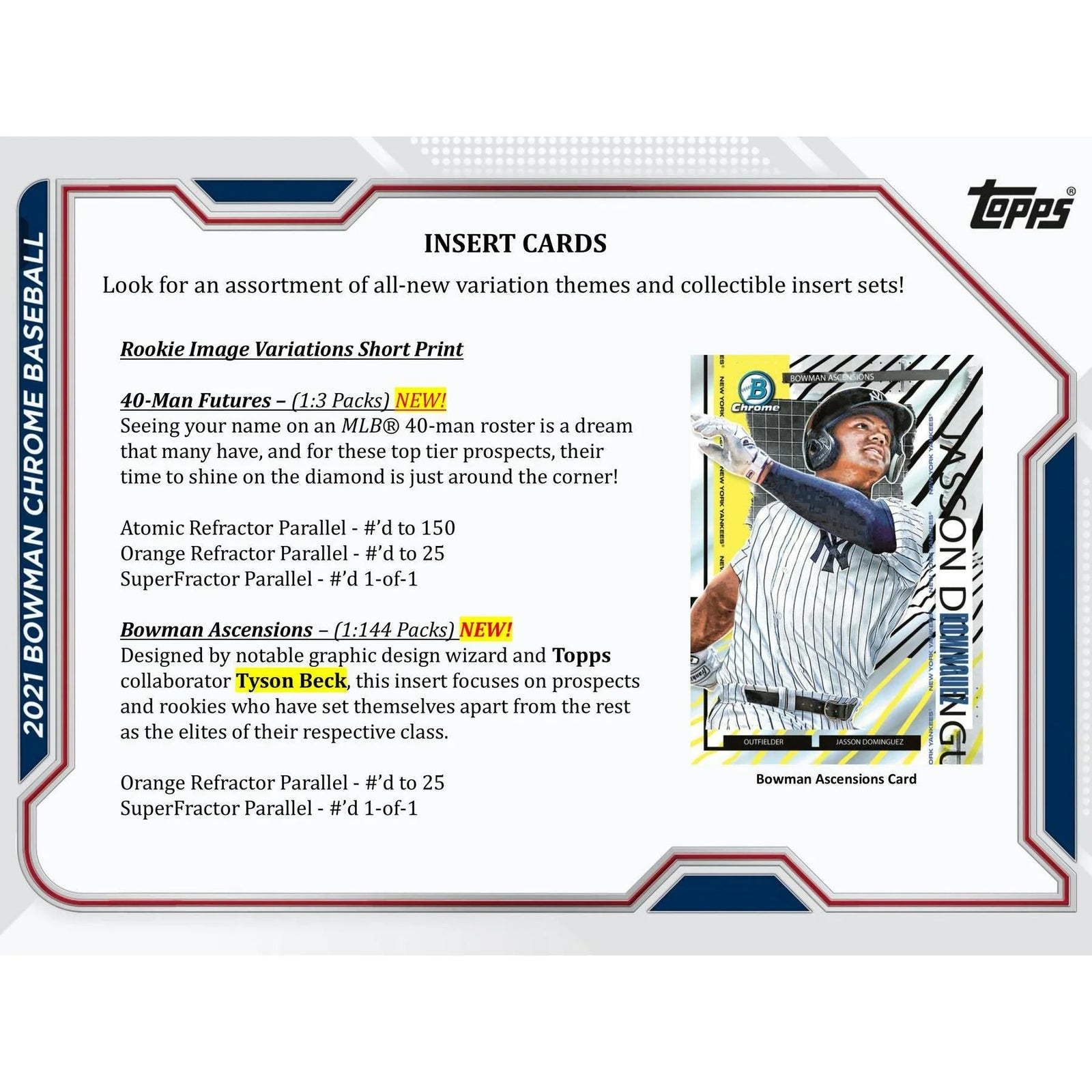 DRAFT - Just In 2021 Bowman Chrome Baseball Lite Hobby Box (Black & White Mini-Diamond Parallels!)
