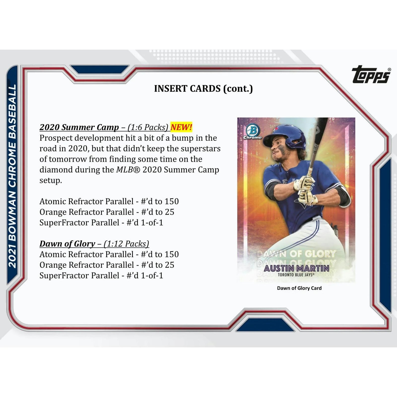 DRAFT - Just In 2021 Bowman Chrome Baseball Lite Hobby Box (Black & White Mini-Diamond Parallels!)